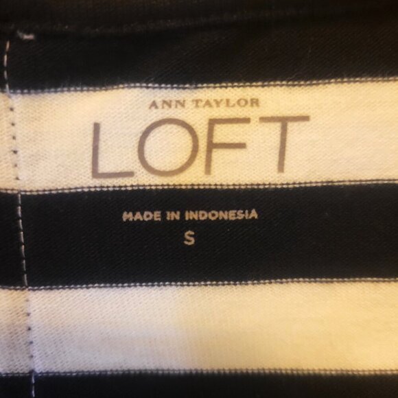 LOFT Sleeveless Black & White Striped Top - Nautical Back Zipper - Size S - Picture 7 of 8